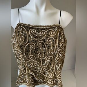Adrianna Papell Brown and White Embellished Camisole